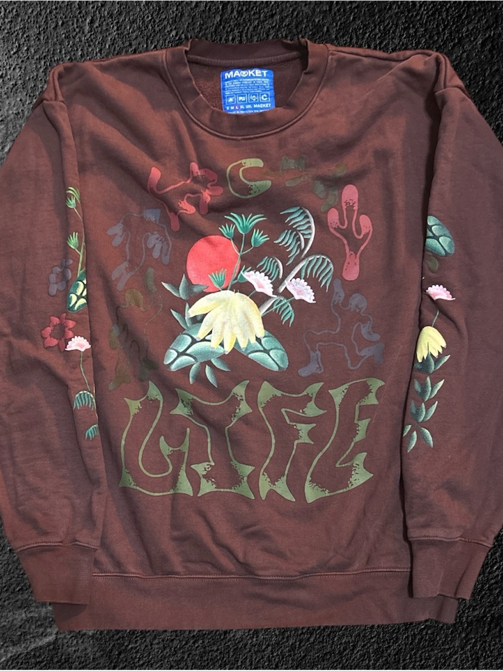 Chinatown Market Acorn Brown Life Cycle Graphic Crewneck Large
